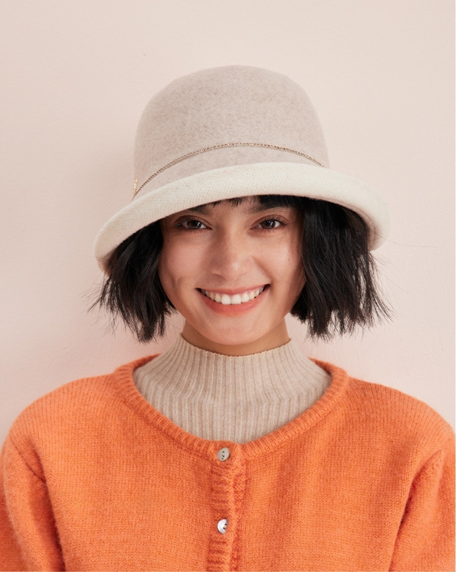 Wool Bucket Hat – Cute Wool Design in Beige - AOA Fashion Accessories
