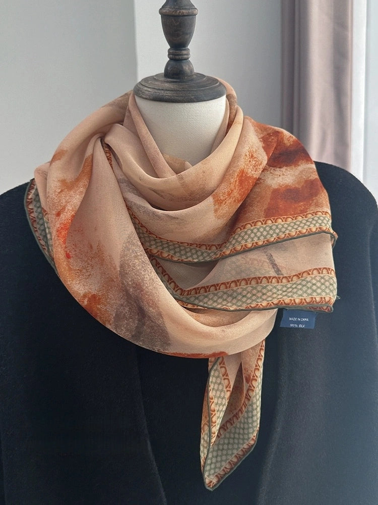 Silk Square Scarf - Xiangyunsha Plant-Dyed - AOA Fashion Accessories