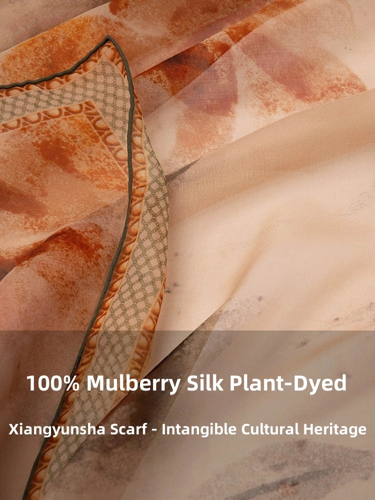 Silk Square Scarf - Xiangyunsha Plant-Dyed - AOA Fashion Accessories
