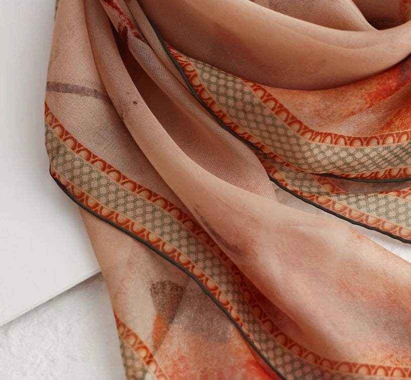 Silk Square Scarf - Xiangyunsha Plant-Dyed - AOA Fashion Accessories