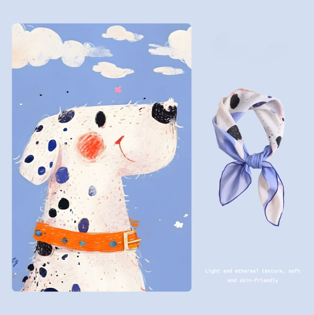 Dalmatian Delight 100% Silk Scarf – 65x65cm - AOA Fashion Accessories