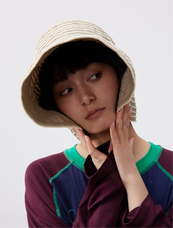 Striped Wide Brim Sun Protection Hat for Women - AOA Fashion Accessories