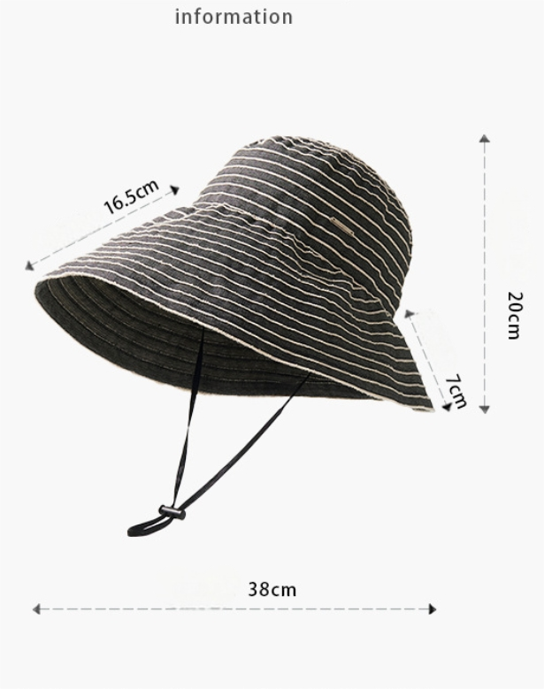 Striped Wide Brim Sun Protection Hat for Women - AOA Fashion Accessories